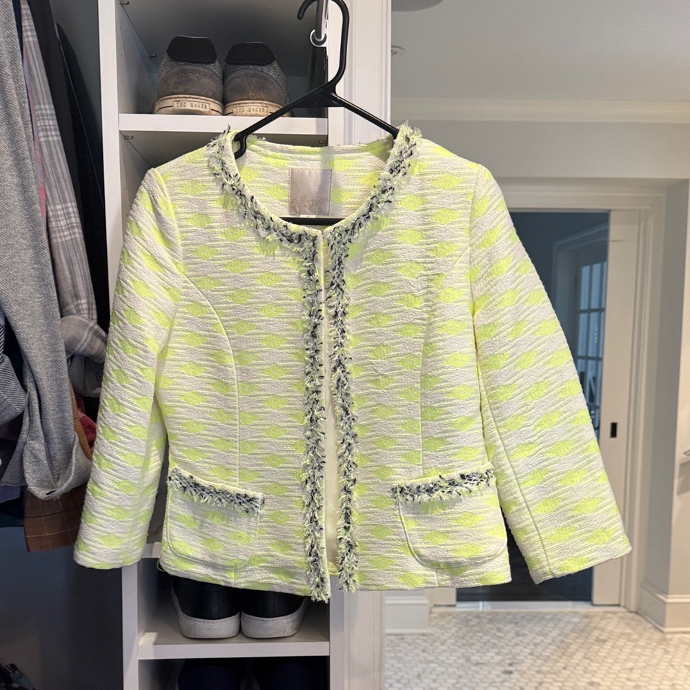 McGinn Neon Yellow and White Textured Blazer